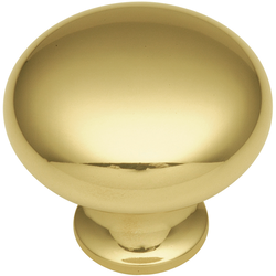 Solid Brass Knob 1-1/4 inch Diameter Polished Brass