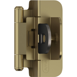 3/8 Inch Inset Self Closing Double Demountable Hinge, Golden Champagne, Pair