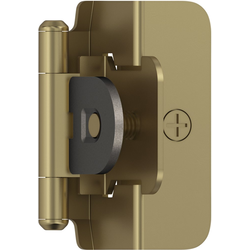 1/2 Inch Overlay Self Closing Double Demountable Hinge, Golden Champagne, Pair