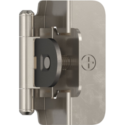 1/2 Inch Overlay Self Closing Double Demountable Hinge, Sterling Nickel, Pair