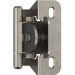 1/4 Inch Overlay Self Closing Demountable Partial Wrap Hinge, Nickel, Pair
