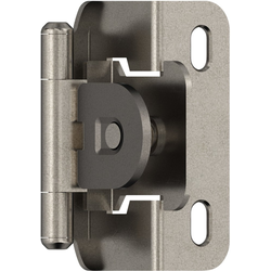 1/2 Inch Overlay Self Closing Demountable Partial Wrap Hinge, Nickel, Pair