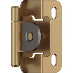 1/2 Inch Overlay Self Closing Demountable Partial Wrap Hinge, Champagne Bronze, Pair