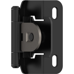 1/2 Inch Overlay Self Closing Demountable Partial Wrap Hinge, Matte Black, Pair