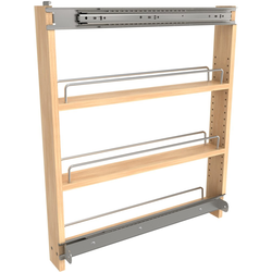 3 Inch Width Wood Base Cabinet Pullout Organizer Tray Storage Add-On for 448 BCSC Series, Light Brown