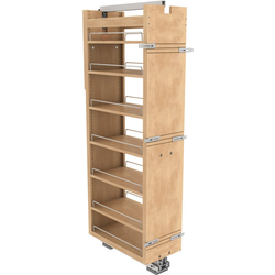  Wood 7-Shelf Pantry Pull-Out Organizer, 11" Width x 58-5/8" to 67-5/8" Height with Heavy-Duty Fulterer Bottom-Mounted Soft-Close Slides, Light Brown 
