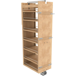  Wood 7-Shelf Pantry Pull-Out Organizer, 14" Width x 58-5/8" to 67-5/8" Height with Heavy-Duty Fulterer Bottom-Mounted Soft-Close Slides, Light Brown 