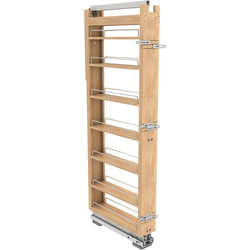  Wood 7-Shelf Pantry Pull-Out Organizer, 5" Width x 58-5/8" to 67-5/8" Height with Heavy-Duty Fulterer Bottom-Mounted Soft-Close Slides, Light Brown 