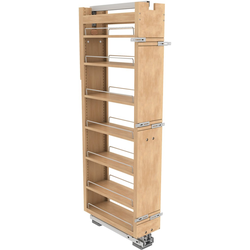  Wood 7-Shelf Pantry Pull-Out Organizer, 8" Width x 58-5/8" to 67-5/8" Height with Heavy-Duty Fulterer Bottom-Mounted Soft-Close Slides, Light Brown 