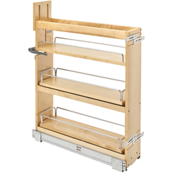 8-5/8 Inch Width Wood Base Cabinet Swivel Pullout Organizer with Soft-Close, Min. Cabinet Opening Width: 8-3/4 Inch, Light Brown