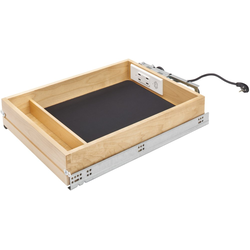 16-1/2 Inch Width Wood Base Cabinet USB Charging Drawer Replacement System with Soft-Close, Min. Cabinet Opening Width: 16-1/2 Inch, Light Brown