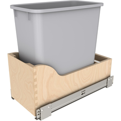 29% OFF 20 Quart Single Wood Bottom Mount Vanity Cabinet Trash Pull-Out Waste Container with Soft-Close, Min. Cabinet Opening Width: 8-3/4 Inch, Light Brown