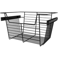 Heavy Duty Closet Wire Pull out Basket for 18 Inch Cabinet Opening Width, Full Extension Side-Mounted Slides Included, 18” W x 14” D x 10-1/2” H, Matte Black