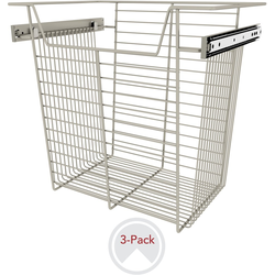 18 Inch Width x 17 Inch Height Closet Baskets, 3 Pack, Min. Cabinet Opening Width: 18 Inch, Satin Nickel