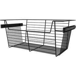 Heavy Duty Closet Wire Pull out Basket for 24 Inch Cabinet Opening Width, Full Extension Side-Mounted Slides Included, 24” W x 14” D x 10-1/2” H, Matte Black 