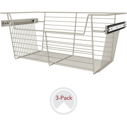 24 Inch Width x 10-1/2 Inch Height Closet Baskets, 3 Pack, Min. Cabinet Opening Width: 24 Inch, Satin Nickel