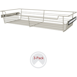 30 Inch Width x 5-3/8 Inch Height Closet Baskets, 3 Pack, Min. Cabinet Opening Width: 30 Inch, Satin Nickel