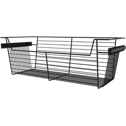 Heavy Duty Closet Wire Pull out Basket for 30 Inch Cabinet Opening Width, Full Extension Side-Mounted Slides Included, 30” W x 14” D x 10-1/2” H, Matte Black 