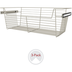 30 Inch Width x 10-1/2 Inch Height Closet Baskets, 3 Pack, Min. Cabinet Opening Width: 30 Inch, Satin Nickel