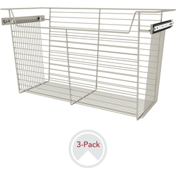 30 Inch Width x 17 Inch Height Closet Baskets, 3 Pack, Min. Cabinet Opening Width: 30 Inch, Satin Nickel