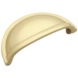 Power and Beauty Cup Pull 3 inch Center to Center Polished Brass