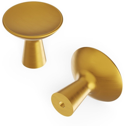 1-1/4 Inch Diameter Maven Cabinet Knob, Brushed Golden Brass