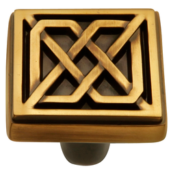 Celtic Square Knob 1-1/4 inch Diameter Winchester Brass Finish