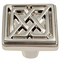 Celtic Square Knob 1-1/4 inch Diameter Polished Nickel