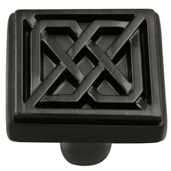 Celtic Square Knob 1-1/4 inch Diameter Matte Black