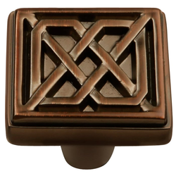 Celtic Square Knob 1-1/4 inch Diameter Refined Bronze
