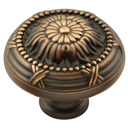 Ribbon and Reed Knob 1-1/4 inch Diameter Authentic Brass