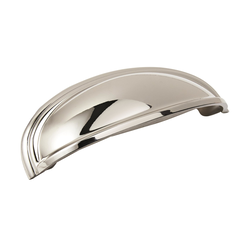 3 and 4 Inch Dual Center to Center Ashby Cup Pull, Polished Nickel