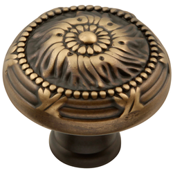 Ribbon and Reed Knob 1-1/2 inch Diameter Authentic Brass