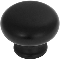 1-1/8 Inch Diameter Cottage Cabinet Knob, Matte Black