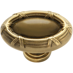Ribbon and Reed Knob 1-5/8 inch Diameter Sherwood Antique Brass