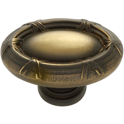 Ribbon and Reed Knob 1-5/8 inch Diameter Authentic Brass