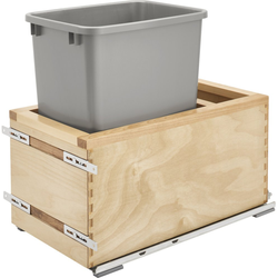 Clearance Sale, 35 Quart Single Wood Pull-Out Waste Container with Soft Close Slides, Min. Cabinet Opening Width: 12 Inch , Light Brown