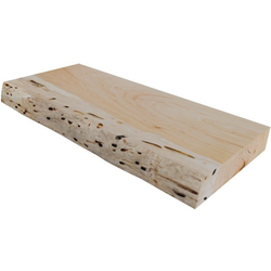 24 Inch Width x 9 to 12 Inch Depth Live Edge Floating Shelf, Hickory