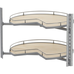 30% OFF VS COR Pro 2-Shelf Kidney Lazy Susan, 30 Inch Diameter for Bi-Fold Corner Bases, Interior Side Mounted- No Center Pole, Scalea Style Maple Shelves, Platinum Frame