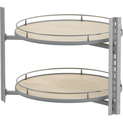  COR Pro Wheel 2-Shelf 26-3/4 Inch Diameter Full Round Lazy Susan, Minimum Interior Height 24-3/8 Inch, Cabinet Interior Side Mounted- No Center Pole, Scalea Maple Shelves, Carbon Steel Gray Frame