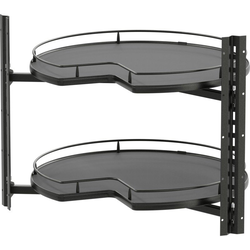  VS COR Pro 2-Shelf Kidney Lazy Susan, 26-3/4” Diameter for Bi-Fold Corner Bases, Interior Side Mounted- No Center Pole, Scalea Style Gray Shelves, Carbon Steel Gray Frame