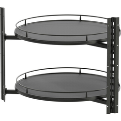  COR Pro Wheel 2-Shelf 26-3/4 Inch Diameter Full Round Lazy Susan, Minimum Interior Height 24-3/8 Inch, Cabinet Interior Side Mounted- No Center Pole, Scalea Gray Shelves, Carbon Steel Gray Frame