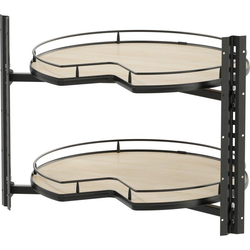  VS COR Pro 2-Shelf Kidney Lazy Susan, 26-3/4” Diameter for Bi-Fold Corner Bases, Interior Side Mounted- No Center Pole, Scalea Style Maple Shelves, Carbon Steel Gray Frame