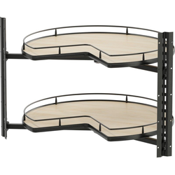  VS COR Pro 2-Shelf Kidney Lazy Susan, 30 Inch Diameter for Bi-Fold Corner Bases, Interior Side Mounted- No Center Pole, Scalea Style Maple Shelves, Carbon Steel Gray Frame 