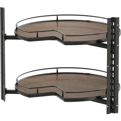  VS COR Pro 2-Shelf Kidney Lazy Susan, 26-3/4” Diameter for Bi-Fold Corner Bases, Interior Side Mounted- No Center Pole, Scalea Style Walnut Shelves, Carbon Steel Gray Frame