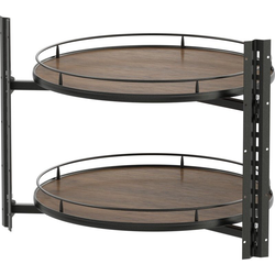  COR Pro Wheel 2-Shelf 26-3/4 Inch Diameter Full Round Lazy Susan, Minimum Interior Height 24-3/8 Inch, Cabinet Interior Side Mounted- No Center Pole, Scalea Walnut Shelves, Carbon Steel Gray Frame