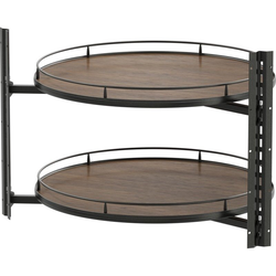  COR Pro Wheel 2-Shelf 30 Inch Diameter Full Round Lazy Susan, Minimum Interior Height 24-3/8 Inch, Cabinet Interior Side Mounted- No Center Pole, Scalea Walnut Shelves, Carbon Steel Gray Frame