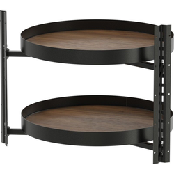 COR Pro Wheel 2-Shelf 26-3/4 Inch Diameter Full Round Lazy Susan, Minimum Interior Height 24-3/8 Inch, Cabinet Interior Side Mounted- No Center Pole, Planero Walnut Shelves, Carbon Steel Gray Frame 