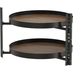 30 Inch Diameter COR Wheel Pro Fullround Planero Metal 2-Shelf Lazy Susan For Corner Base Cabinet, Carbon Steel Gray/Walnut