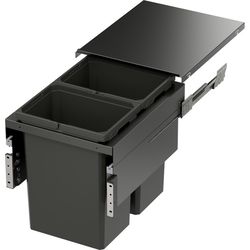 31 Quart VS ENVI SPACE XX Top Mount Under Drawer Double Pull-Out Soft-Closing Waste Container For 16-1/2 Inch Frameless Opening Width, Carbon Steel Gray